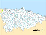 Localización de las masas de agua transicionales en el Ppdo. de Asturias para la aplicación de la DMA